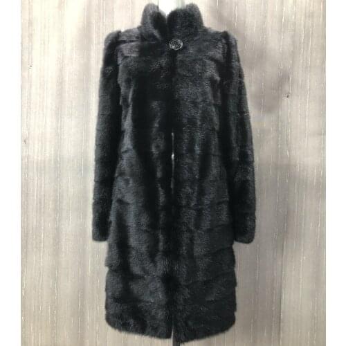 2020 ladies new natural mink fur yellow wolf fur long coat real fur winter warm fashion European jacket