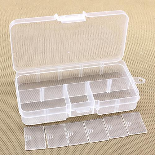 10 Compartment Adjustable Transparent Plastic Jewelry Bead Storage Box Organizer New