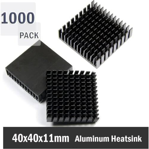 1000Pcs Gdstime 4cm 40x40x11mm Black Extrude Aluminium heatsink High Quality IC Chip Heat Sink Radiator 40mm x 11mm