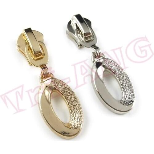 20pcs/lot, Fashion Apperal Accessories Plating Gold and Silver Color 5# Oval Shape Zipper Sliders