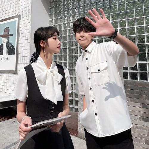 【 6563#】The couple outfit 2021 summer dress short sleeve shirt vest dress two sets couples clothes couples clothing