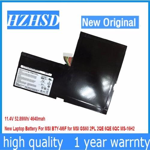 11.4V 52.89Wh/4640MAH New Original BTY-M6F Laptop Battery for MSI GS60 2PL 2QE 6QE 6QC MS-16H2