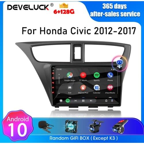 For Honda CIVIC Hatchback 2012-2017 Android Carplay Auto Car Radio Multimedia 2 Din 4G DVD Head unit audio accessories speakers