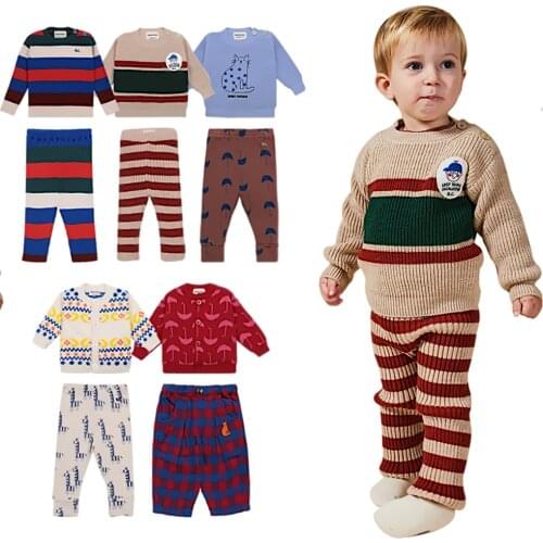 Bobo 2020 Kids Knitted Clothes Set Children Tracksuit Girl Boy Baby Toddler For Girls Boys Fall Winter Kid Sweater Pants Suit