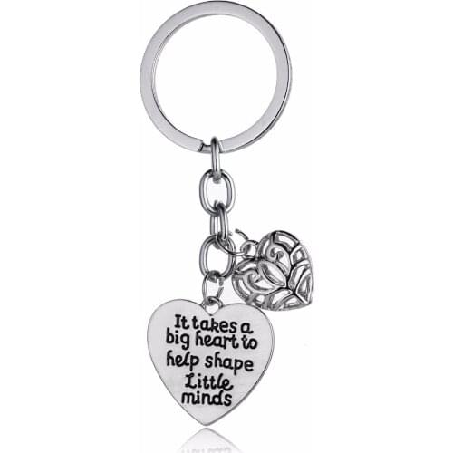 Bespmosp It Takes A Big Heart To Help Shape Little Minds Keyring Hollow Heart Pendants Keychain Charm Jewelry Teachers Day Gift