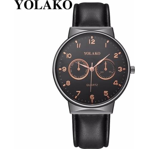YOLAKO Brand Men Business Watch Luxury Leather Male Quartz Sports Watch Clock Relogio Masculino