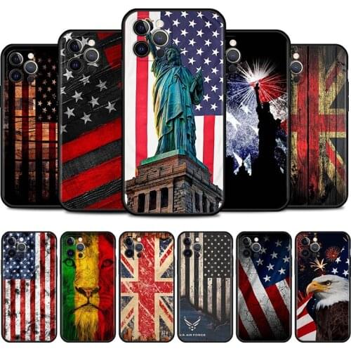 America USA Flag Cell Phone Case for iPhone 11 Pro 12 Mini XR X 7 8 6 6S Plus XS Max 5 5S SE 2020 Mobile Phones Cover