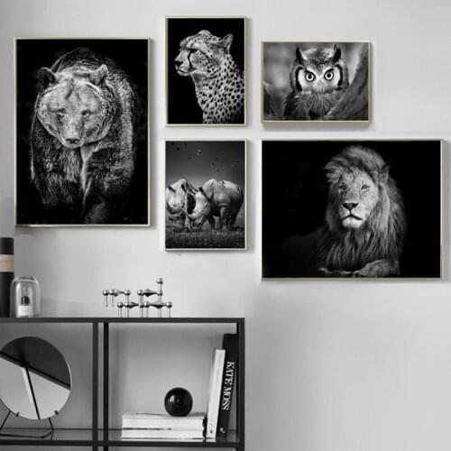 Black White Lion Bear Rhino Leopards Owl animal 5D Diamond Embroidery full square drill diy diamond painting mosaic Home decor