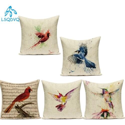 Decorative Throw Pillows Animals Lovely Birds Owl Parrot Polyester Sofa Cushion Cover for Living Room Decoration Pillowcase