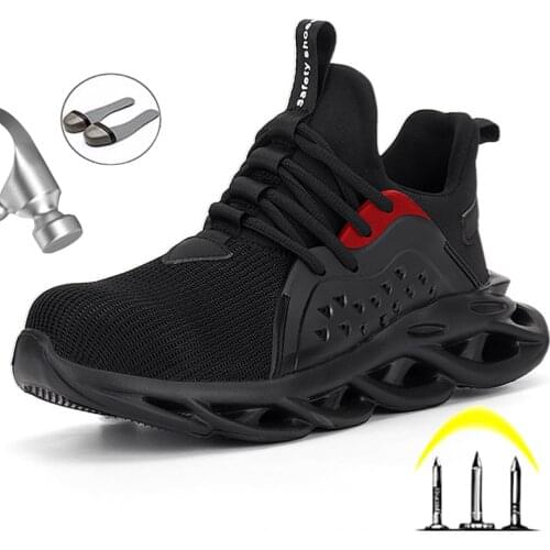 Men Work Sneakers Breathable Safety Work Shoes Anti-Smashing Work Boots Male Shoes Steel Toe Cap Work Shoes Light Work Shoes