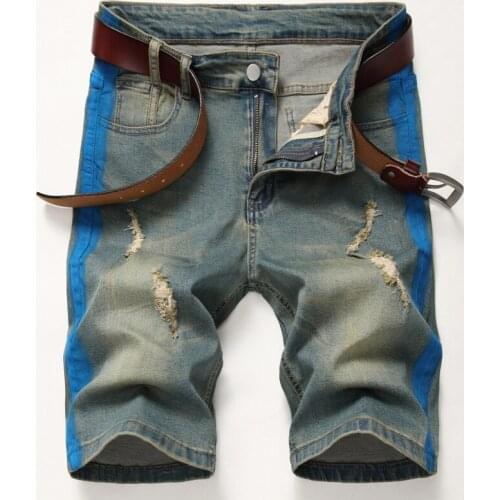 Hip Hop Skinny Jeans Men Summer Style Fashion Brand Mens Short Jean Luxury Denim Trousers Zipper Patchwork Hole Shorts Jeans