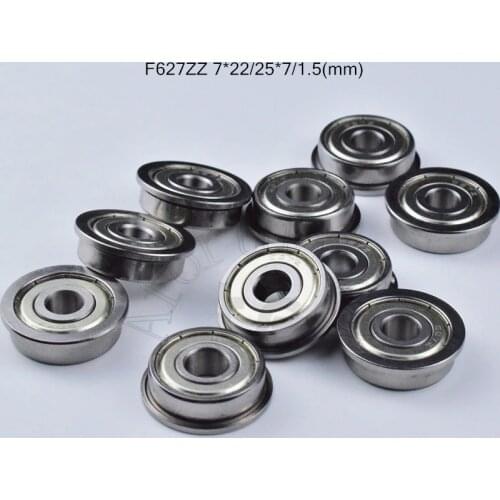 F627zz 7*22*25*7*1.5(mm) 10pieces Flange bearing 627 Metal sealed ABEC-5 chrome steel miniature bearings hardware