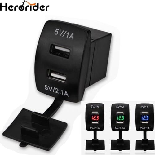 Herorider Waterproof Dual USB Plug Car Motorcycle Cigarette Lighter Socket Car Charger LED Digital Voltmeter Meter 12V