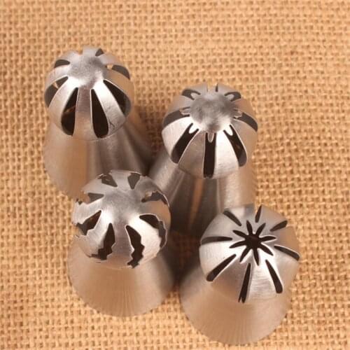 4PCS Icing Piping Nozzle Russian Spherical Ball Pastry Tips Fondant Cupcake Sphere Shape Cream Baking Tip Tool Stainless Steel
