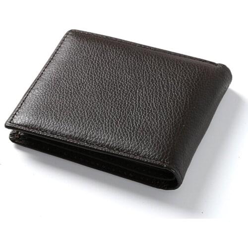 Korean style unisex high quality short business wallets genuine leather men wallet casual style purse