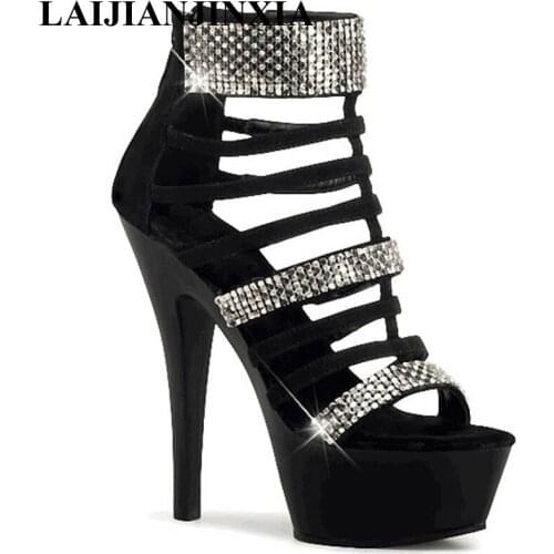 LAIJIANJINXIA New Luxury Party Rhinestone Shoes Sandals Designer Brand Fashion Zipper Open Toe Platform Summer Sandals