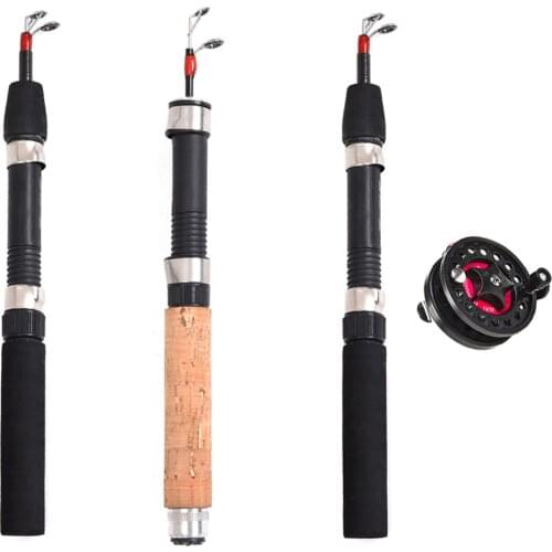 Lightweight Winter Ice Fishing Rod Reel Telescopic Ultra-Short FRP Fiber Fishing Reel Retractable Pole for Freshwater Saltwater