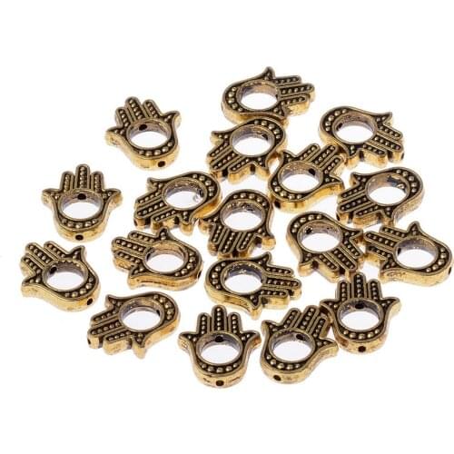 Fashion 20Pcs Metal Charms Beads For Making Jewelry Antique Sliver Golden Bohemian Hand Spacer Beads DIY Bracelet BD221