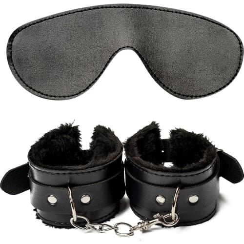 2Pcs/set PU Leather Erotic Handcuffs Ankle Cuff Restraints With Blindfold BDSM Bondage Slave Sex Toys For Couple Adult Game