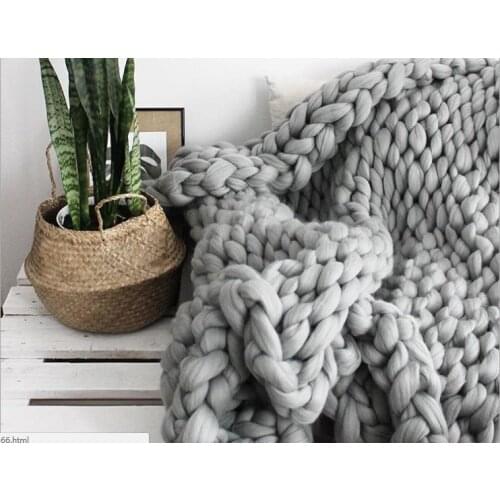 Nordic coarse woollen thread hand woven blanket woolen rug sofa Icelandic woollen blanket photography props