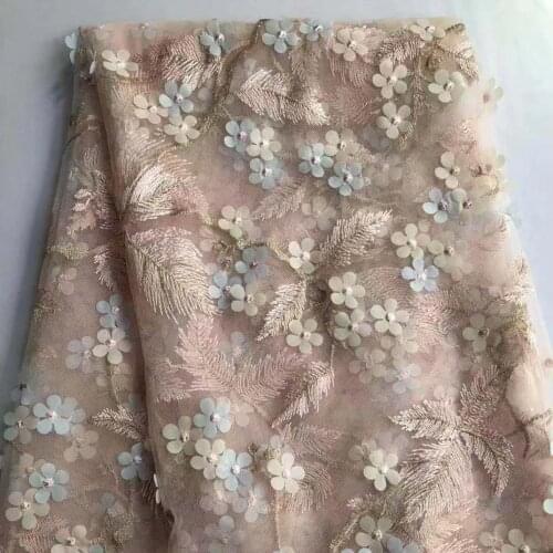 New 3D Three-dimensional Laminated Embroidery Leaves Small Flowers Mesh Lace Embroidery Fabric