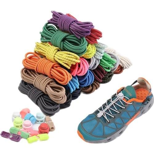 New1 pair No tie shoelaces 1 second fast Round plastic lock Elastic shoelace Suitable for all sports shoes accessories Lazy lace