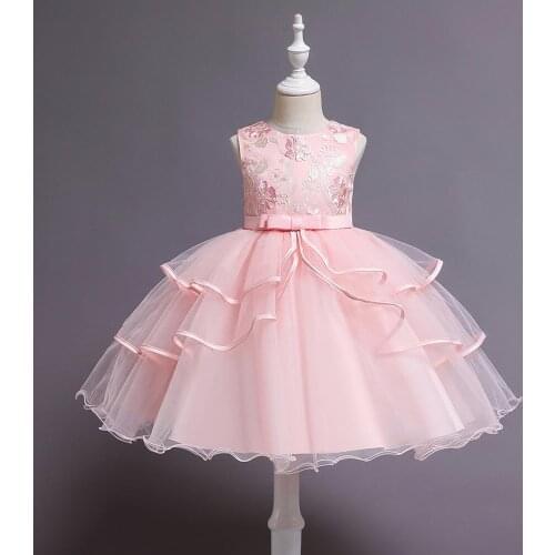 New hot-selling childrens princess dress flower girl wedding evening dress girl fluffy embroidery flower dress