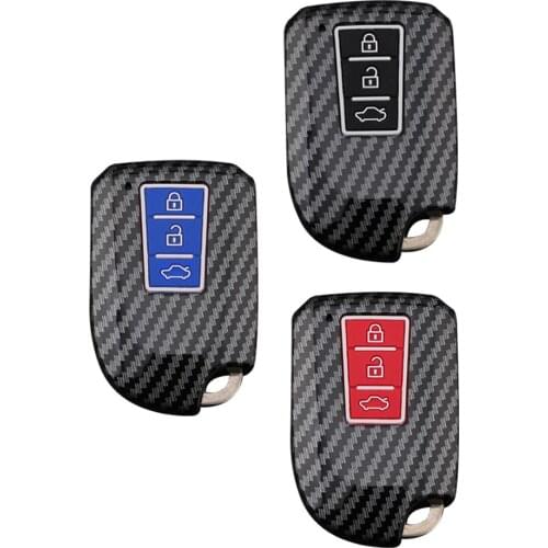 Carbon Fiber Shell ABS silicone Car Key Cover case For Toyota yaris vios 2/3button key holder