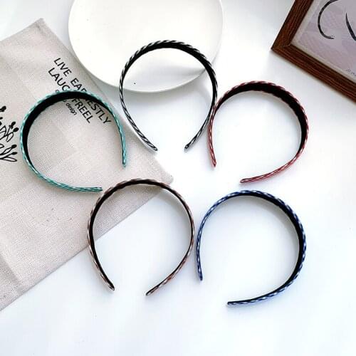 Green Red Coffee Blue Black White Plaid Cloth Simple Headwear For Women Wide Side Headbands Hair Hoops