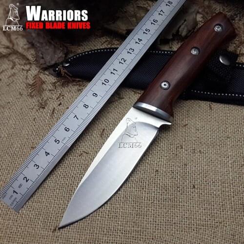 LCM66 hunting straight knife tactical knifeFixed Knives,steel head+solid wood handle Survival Knife,Camping Rescue Knife tools