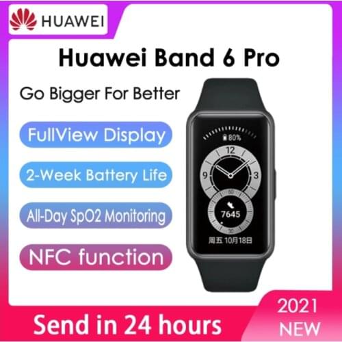 Original Huawei Band 6 pro Smartband Blood Oxygen LED Screen Heart Rate Tracker Sleep monitoring thermometer NFC Smart band