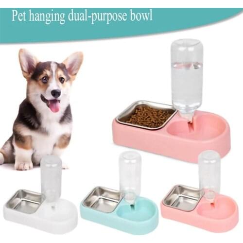 Pet Double-bowl Hanging Type Automatic Drinking Fountain Multifunction Food Bowl Cats Dogs Pet Supplies