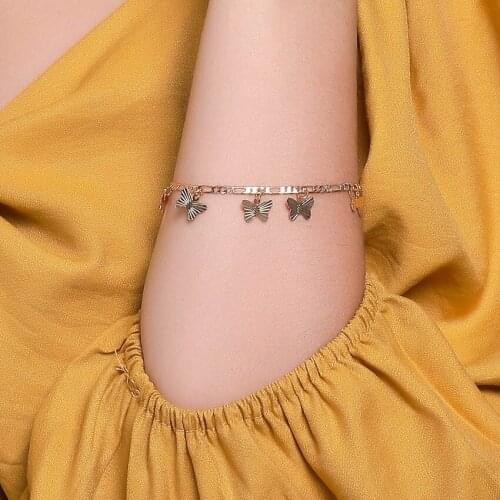 Simple Single-Layer Butterfly Pendant Alloy Chain Friends Golden Silver Plated Bracelets for Women