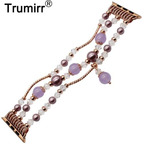 Luxury Agate Bead Watchband + Adapters for iWatch Apple Watch 38mm 42mm Series 3 2 1 Crystal Band Flexible Strap Wrist Bracelet