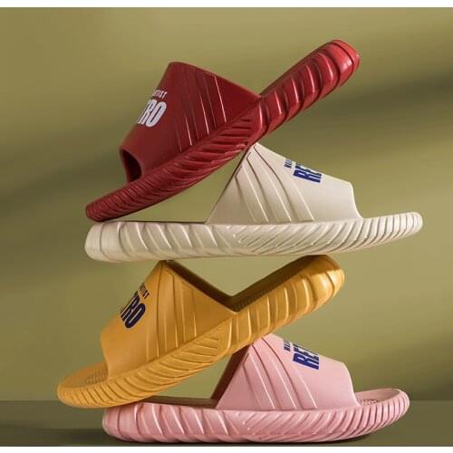 Slippers womens thick soled slippers home indoor lovers bath soft soled slippers mens shoes home slippers for men funny