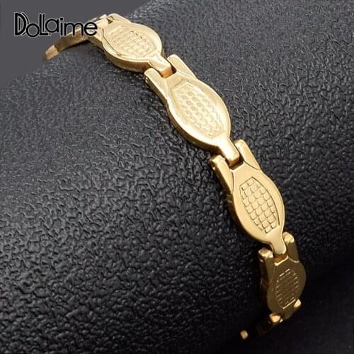 Dolaime Wedding New Arrival Classic Men Stainless Steel Gold Color Dot card-shaped jewelry clasp bracelet B1123