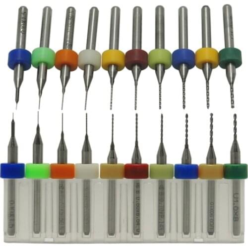 PCB Drill Bit 10pcs/lot 0.1mm To 2.0mm Tungsten Steel Carbide Metal Cutter for Print Circuit Board CNC Drill Bits Machine