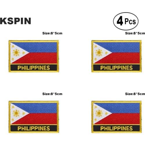Philippines Rectangular Shape Flag Iron on Saw on Patches Embroidered Flag Patches National Flag Patches for Clothing