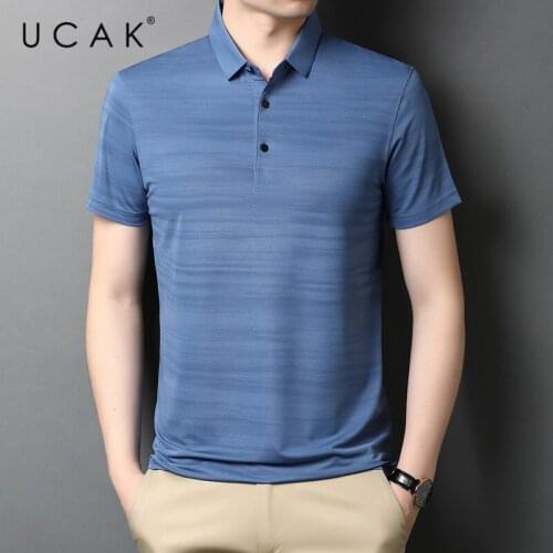 UCAK Brand Classic Striped Turn-down Collar Short Sleeve T-Shirt Summer New Arrival Streetwear Casual Cotton T Shirt Homme U5522