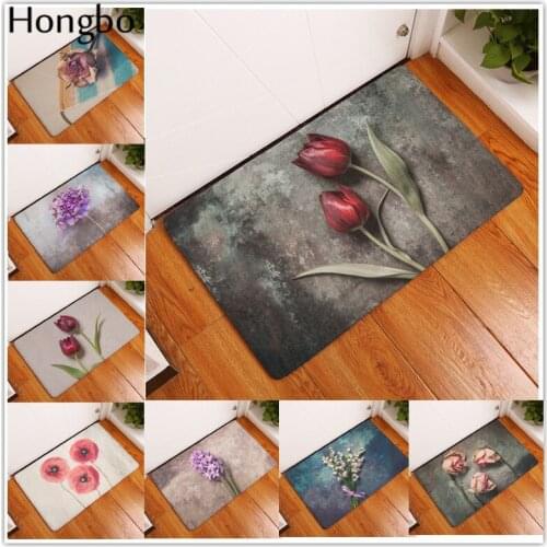 Hongbo Vintage Floral Non-skid Porch Door Rug Floor Mat Doormat Floor Mat Anti-slip Water Absorption Carpet Kitchen Mat Doormat