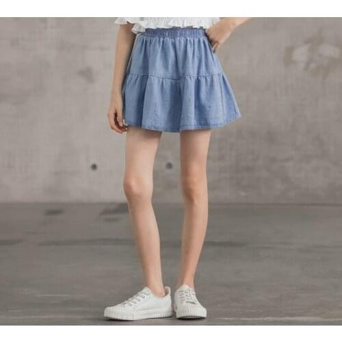 6 To 16 Years, Kids Mini Skirt Teen Jean Skirt Girls Cotto Skirt 2021 New Children Summer Cothes Ruffles,#6248
