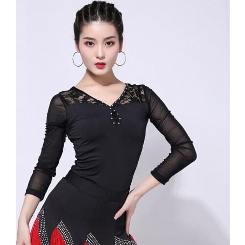 H2651 Lady Latin Dance Top Costumes Women Adult Spring Dancing Clothing Female Square Dance Professional Competition Clothes
