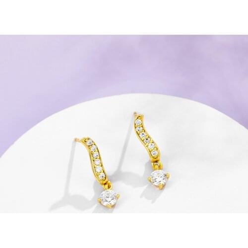 Stud Earrings for Women Simple Gold Color Simple Zircon Earring for Wedding Engagement Fashion Jewelry kolczyki damskie