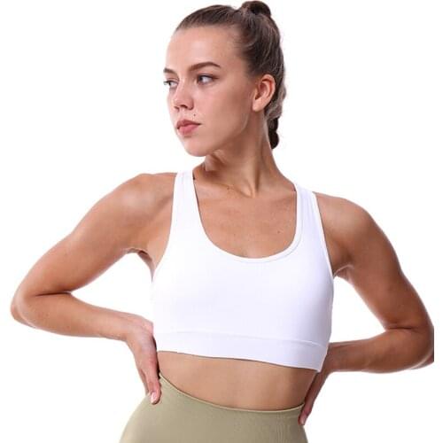 Womens Medium Support Cross Back Wirefree Removable Cups Sport Bra Tops Freedom Seamless Yoga Running Sports Bras