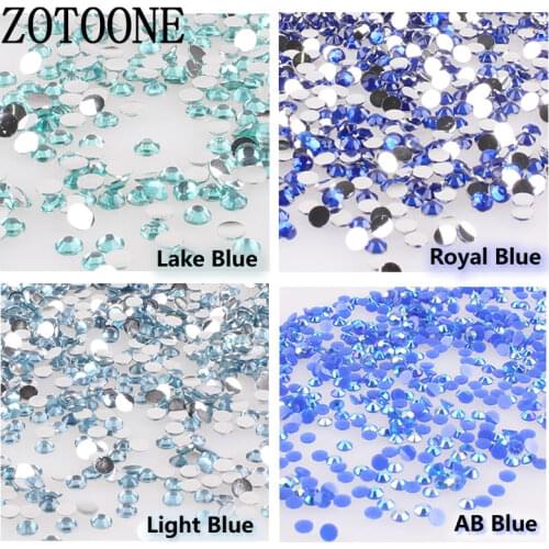 ZOTOONE 1000PCS/lot Rhinestones 3-5MM Blue Crystals AB Stones Non Hotfix Back Iron on Nails Art Decorations for Clothes Shose C
