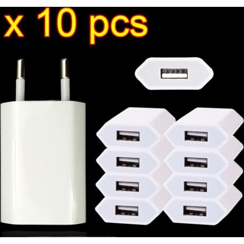 10PCS Lot Travel Wall USB Charging Charger For Apple iPhone 7 6 6s 5 5S SE 5C 4 4S 3GS Power Adapter AC 8 Pin EU Plug