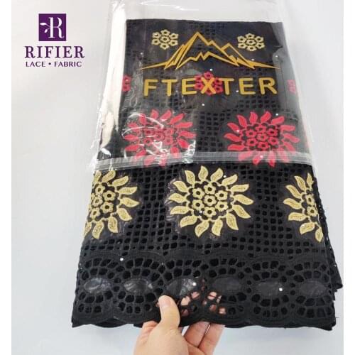 2020 Latest Style Rhinestones 100% Cotton Bazin Riche Fabric With Embroidery New Design For Nigerian Women Daily Dresses Laces