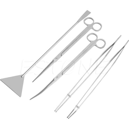 3/5Pcs Aquarium Live Plants Long Handle Tweezers Scissors Maintenance Tool Set 2021 New