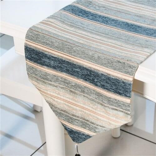 33 x 210cm Elegant Stripe Table Runner with Tassels for Dining Table Wedding Party Christmas Cake Soft Tablecloth Decoration