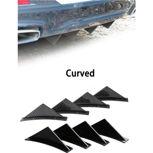 4 Pcs High Quality Carbon Fiber Car SUV Back Rear Bumper Diffuser Shark Fin Kit Spoiler Lip Wing Splitter Flat Curved New